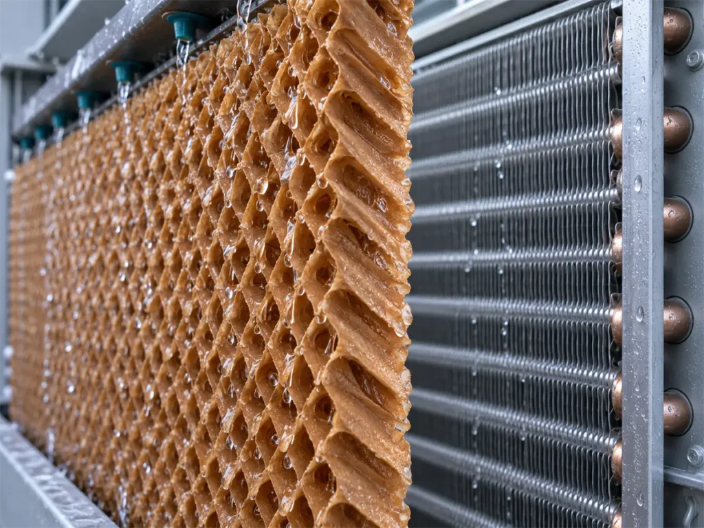 Panells humits de pre-refredament en un aerorefrigerador adiabàtic